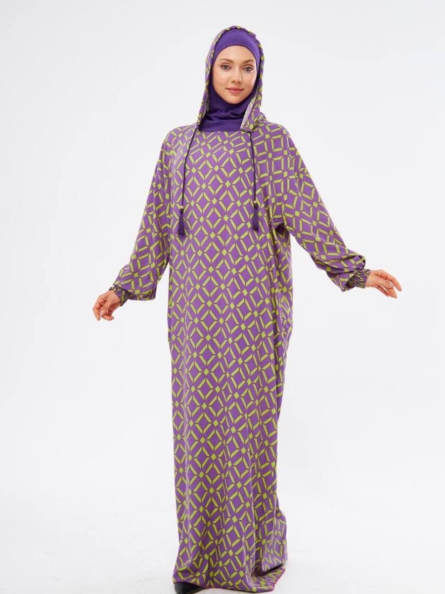 Mercan Hijab Mercan Kare Desenli Namaz Elbisesi