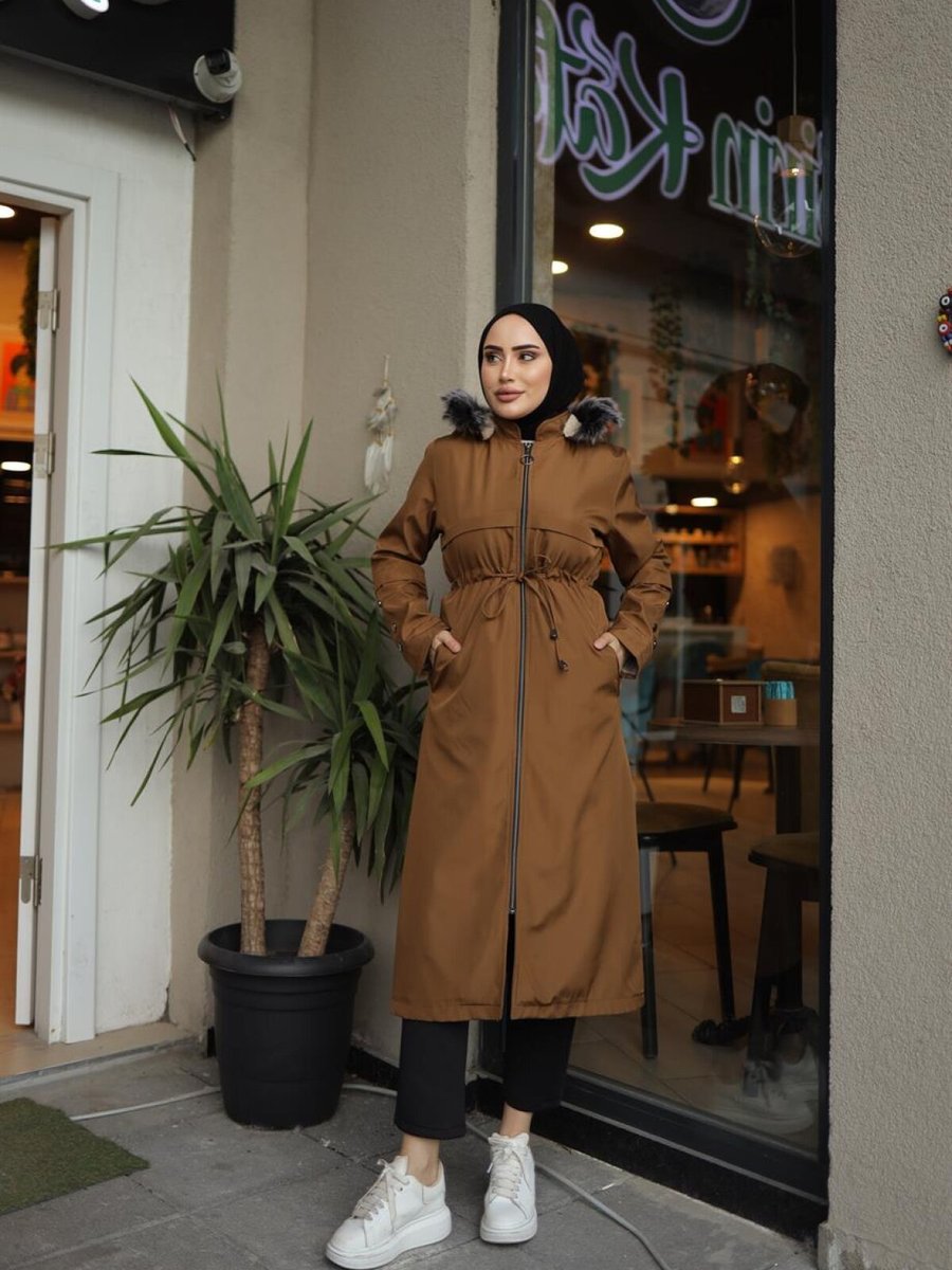 Misskayle Camel Düğme Detaylı Mont