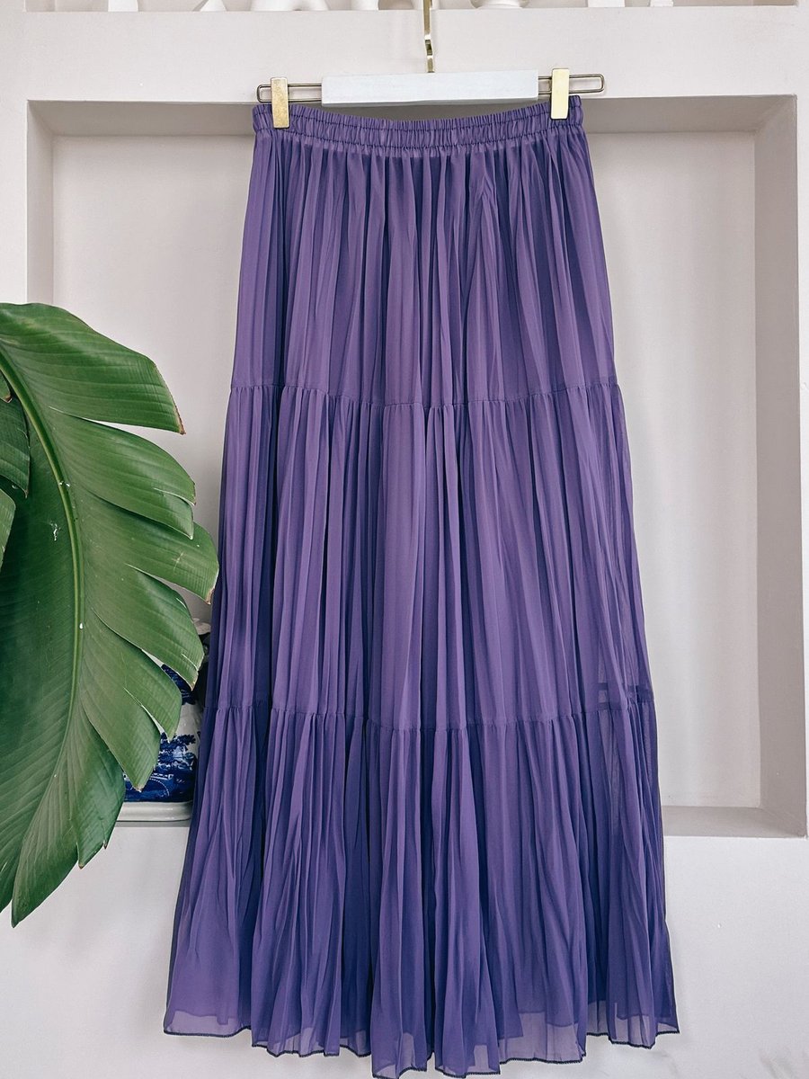 Butikmoor Şifon Astarlı Mürdüm Etek