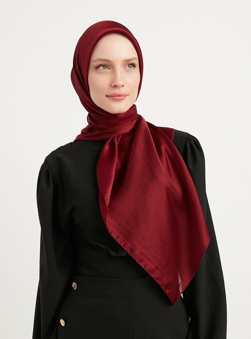 ŞALESS Bordo Janjanlı Krinkıl Eşarp