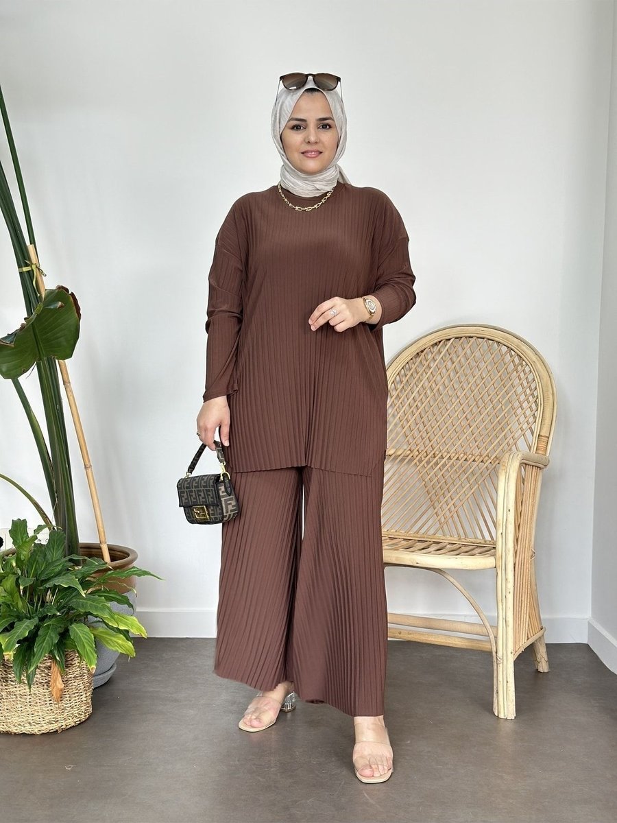 Asel Fashion Pileli Sandy Takım