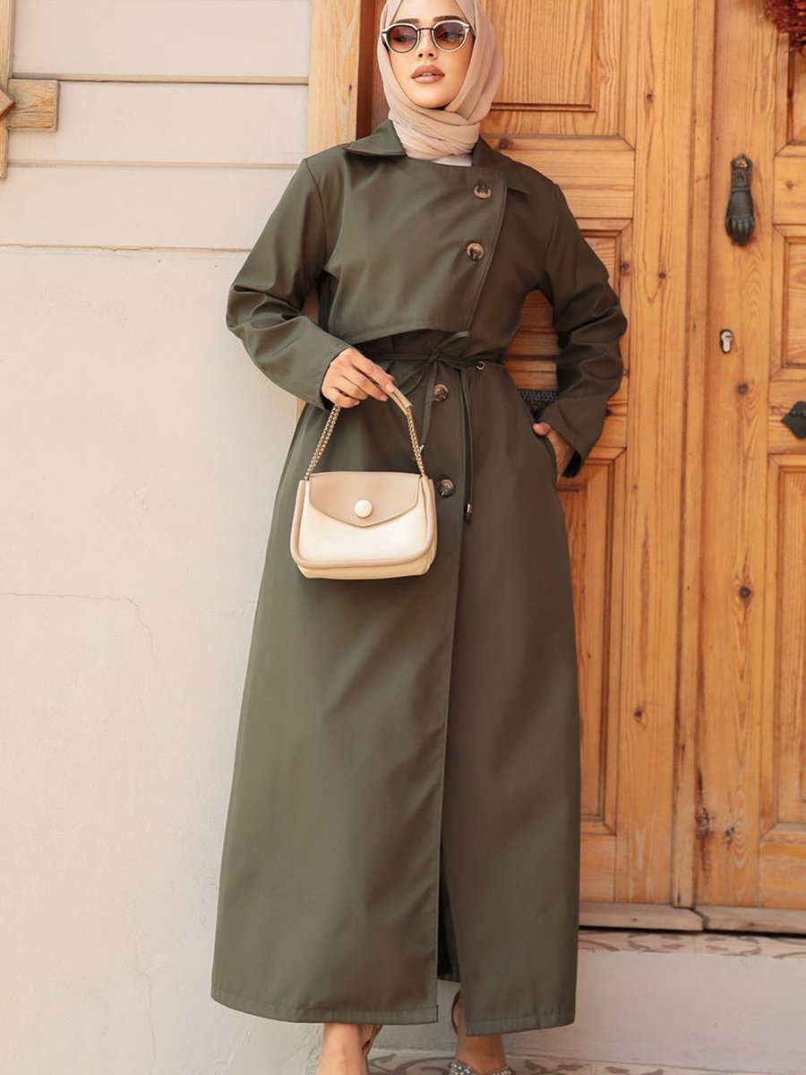 Neva Style Düğmeli Haki Trençkot