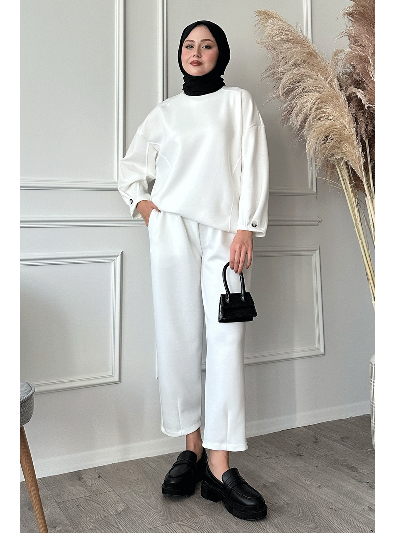 InStyle Beyaz Kolları Ve Paçası Pensli İkili Takım