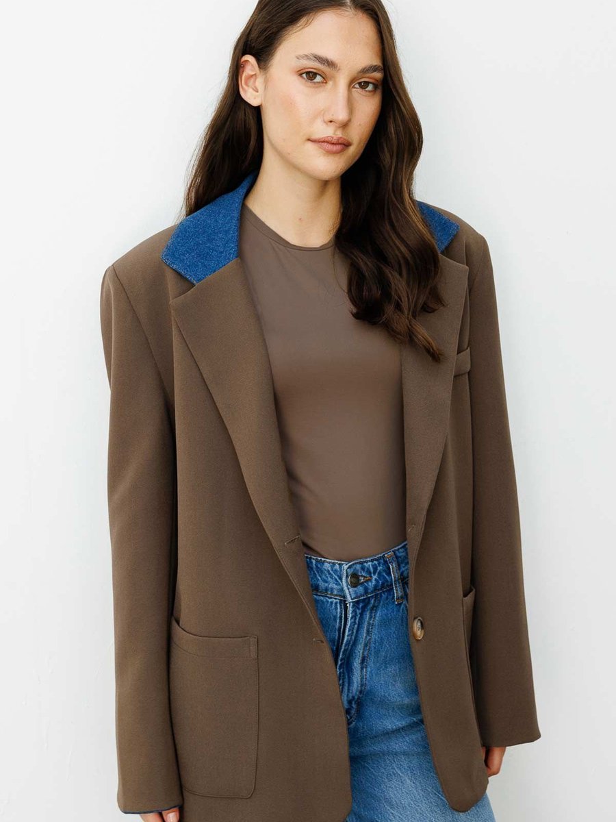 Hooopstore Kot Garni Detaylı Blazer Koyu Haki Ceket
