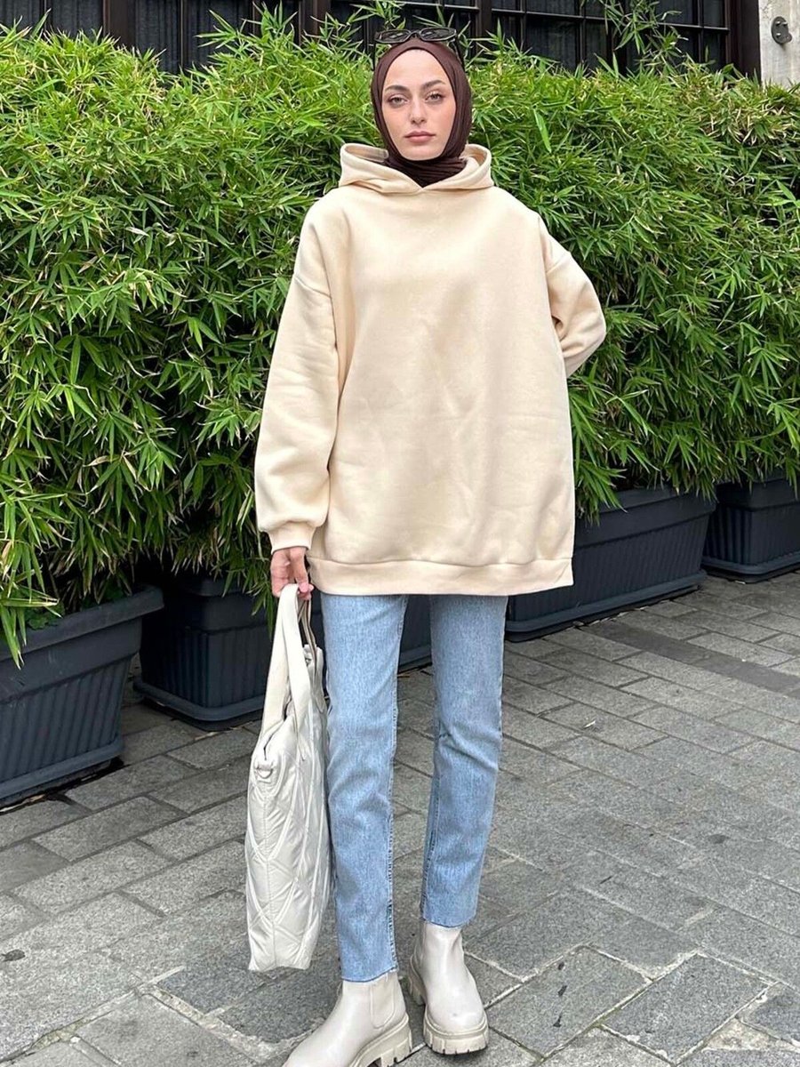 Lamelif Kapüşonlu Salaş Sweatshirt