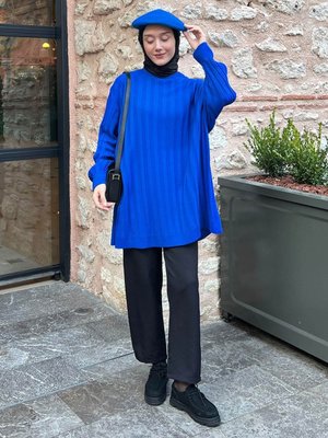 Ceylan Otantik Lacivert Triko Tunik