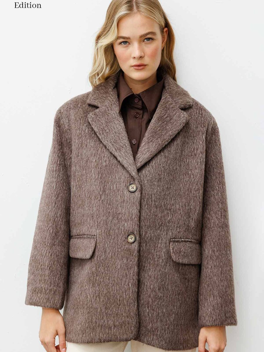 Hooopstore Alpaka Kruvaze Kahve Blazer Ceket