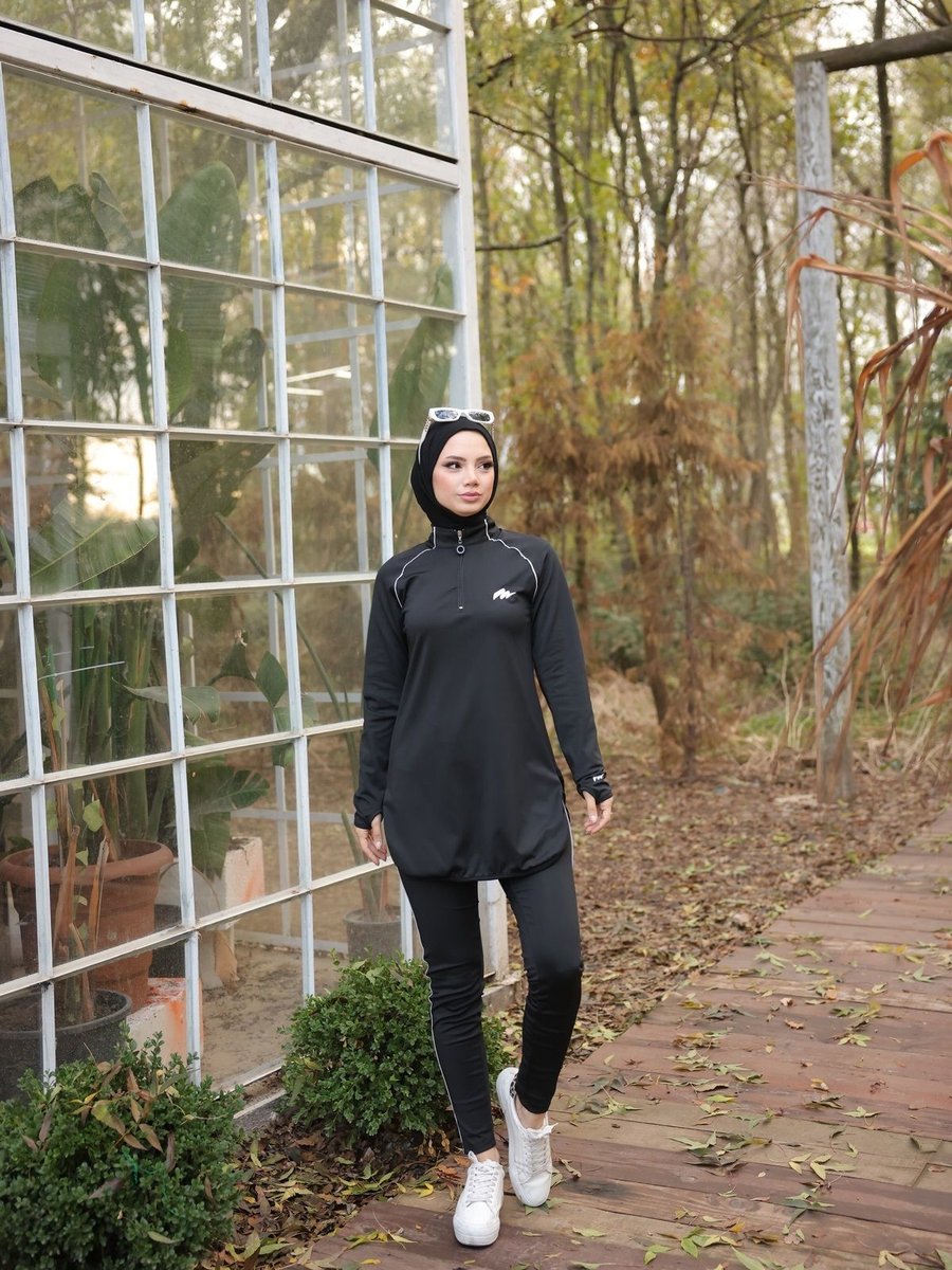 Wovi Moda Dalgıç Kumaş Yarım Patlı Fermuarlı Jogger Eşofman Takımı