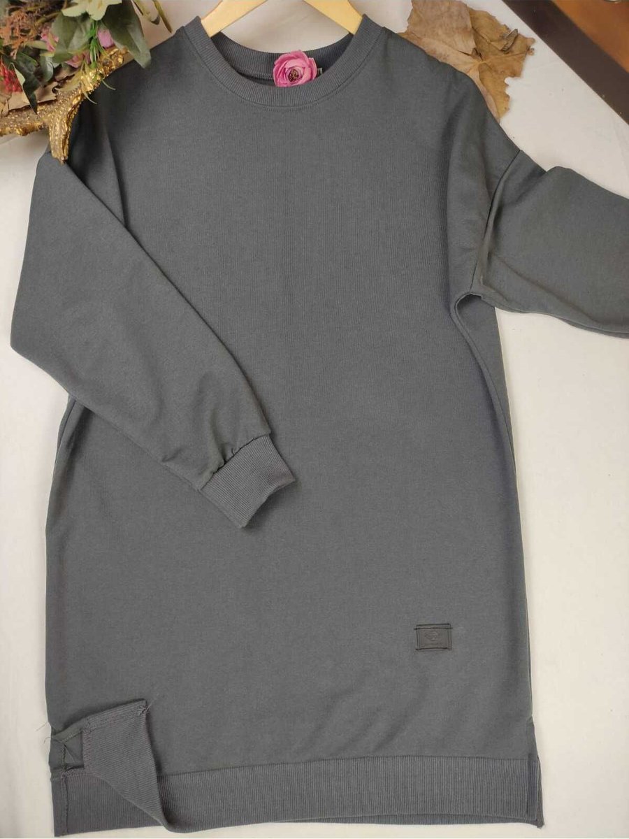 Almina İki İplik Pamuk Penye Tesettür Tunik Sweatshirt