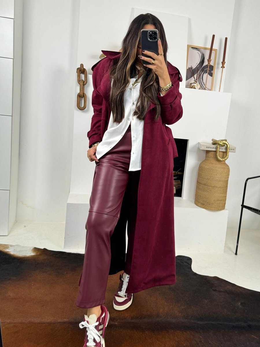 Sohotique By P Bordo Deri Bağçıklı Pantolon
