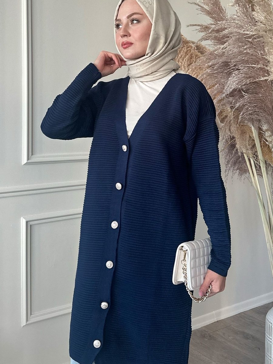 Instyle Basic Fitilli Lacivert Triko Hırka