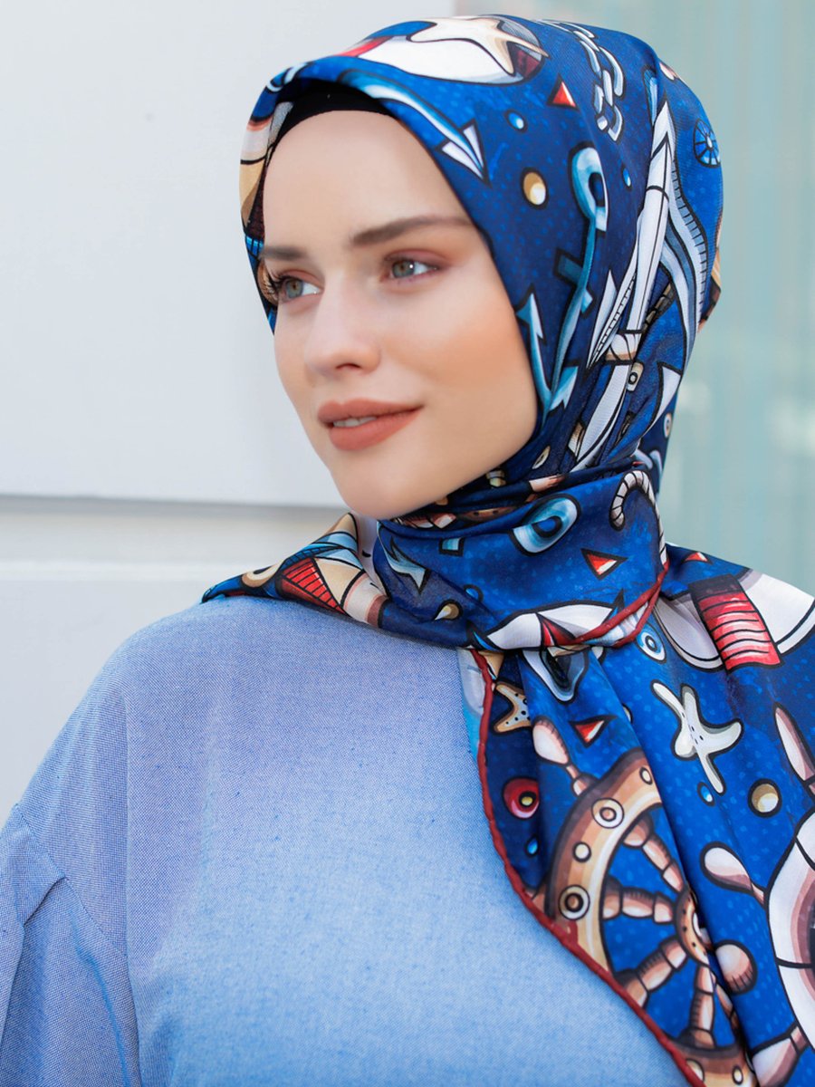 Şalevi Şal Evi Dümen Twill Eşarp Mavi