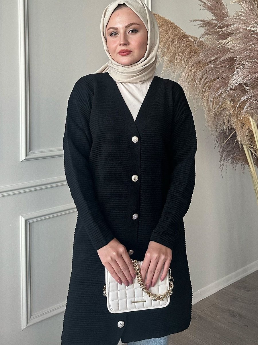 Instyle Basic Fitilli Siyah Triko Hırka