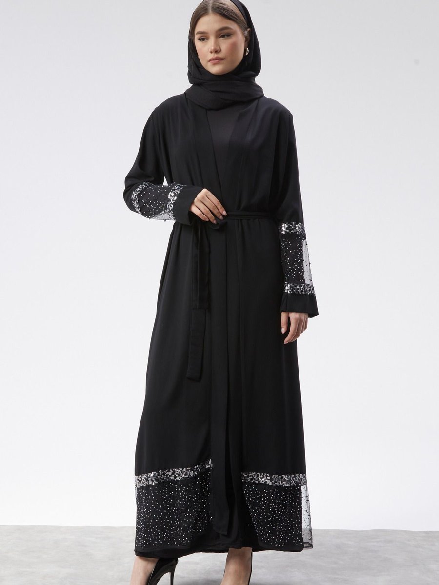 Leyla Store Parlak Taşlı Şık Ferace