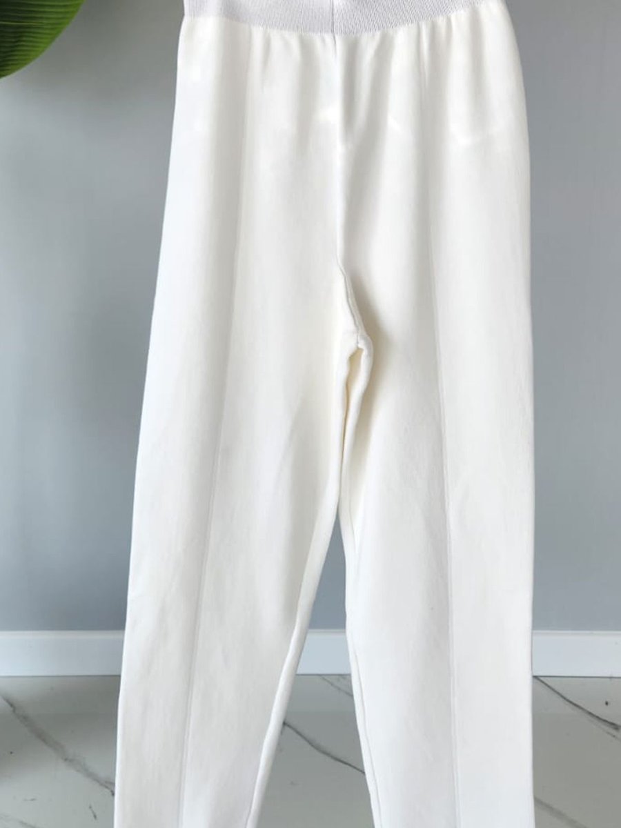 Missemramiss Elegante Pamuklu Triko Pantolon Ekru