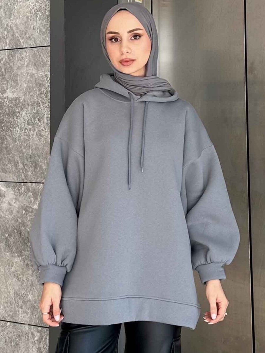 Lamelif Üç İplik Balon Kol Sweatshirt