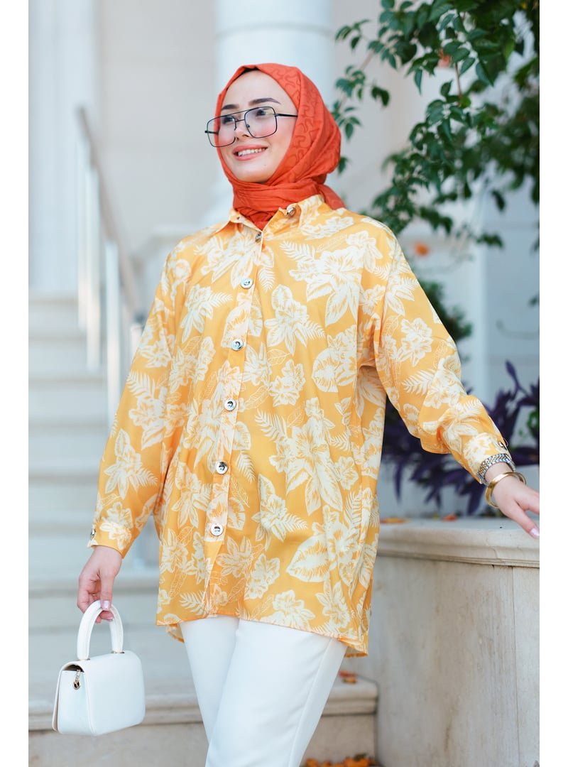 Locco Moda Turuncu Dijital Baskılı Gömlek