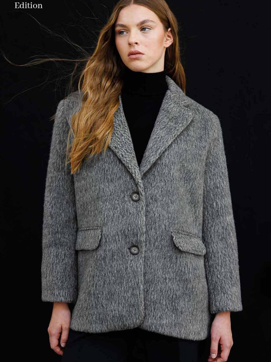 Hooopstore Alpaka Kruvaze Melanjlı Gri Blazer Ceket