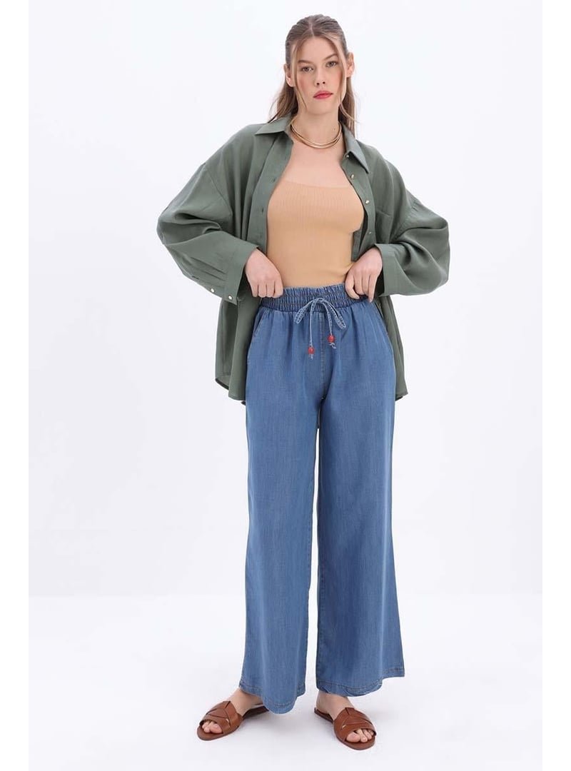Allday Mavi Beli Lastikli Denim Pantolon