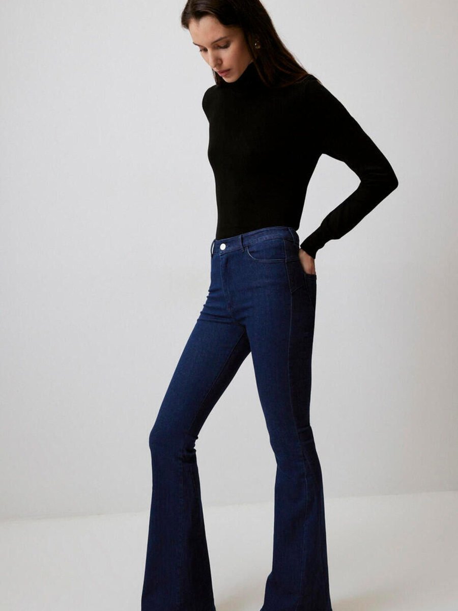 Touche Prive Ultra Likralı Ispanyol Paça Denim Pantolon