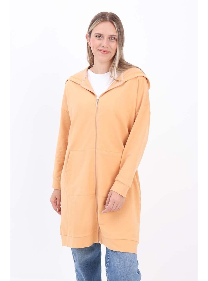 Allday Sarı Fermuarlı Sweat Hırka Soft