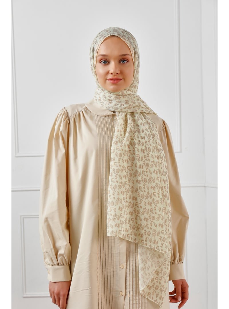 ŞALESS Açık Kahverengi Desenli Şal