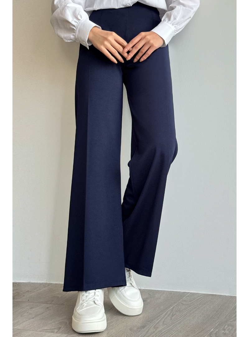 InStyle Lacivert Bol Paça Beli Lastikli Pantolon