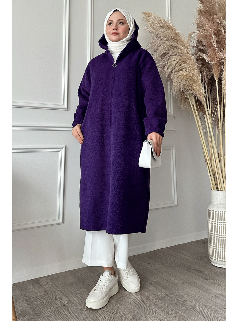 InStyle Keçe Kapüşonlu Mor Kap