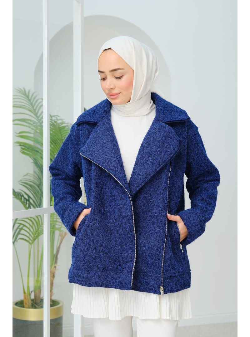 Locco Moda Lacivert Yan Fermuar Detay Ceket