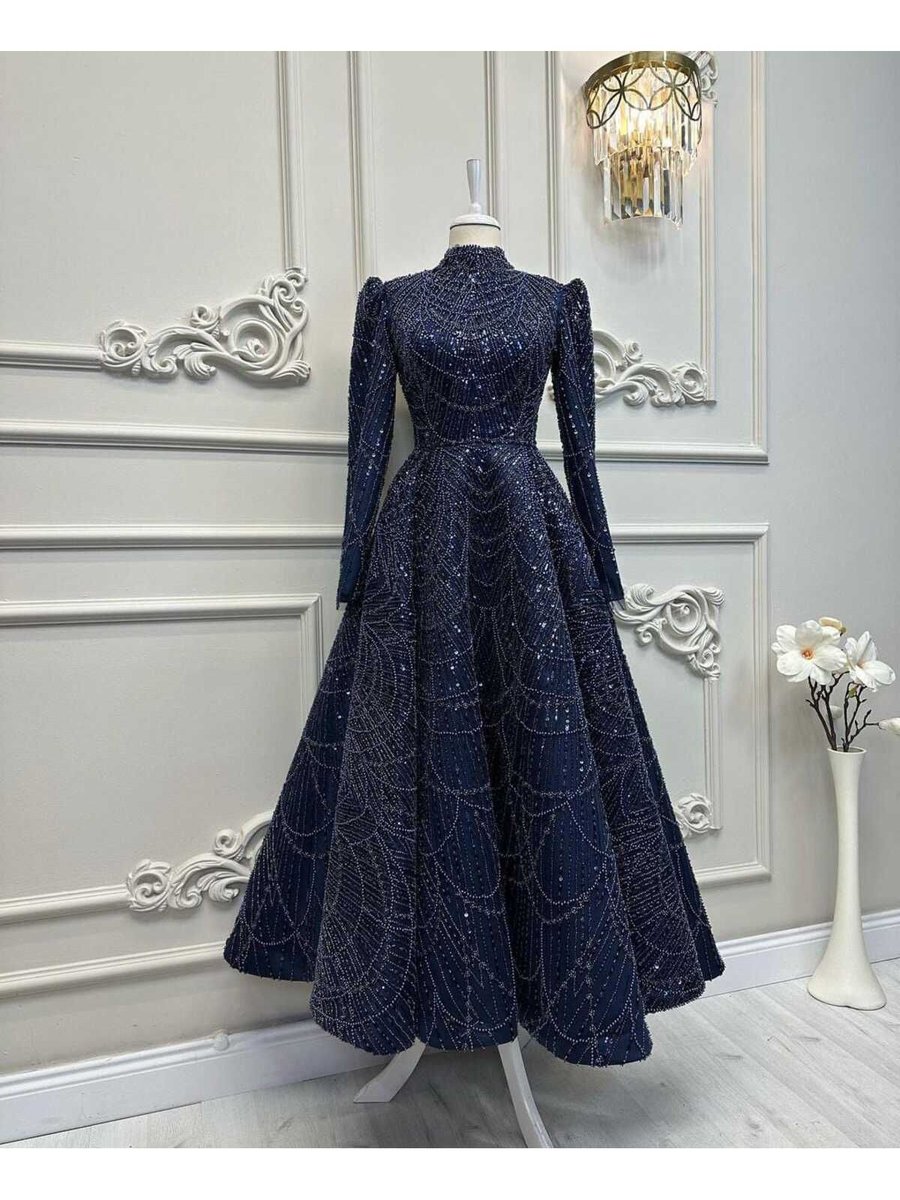 Nur Moda Tekstil Taşlı Kabarık Abiye Elbise