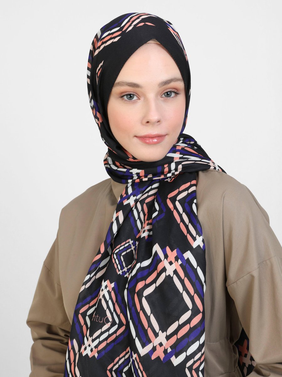 Miray Mürdüm Shantuq Soft Şal Küp Desen Siyah