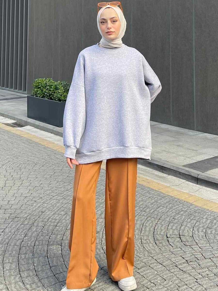 Lamelif Bisiklet Yaka Oversize Sweat