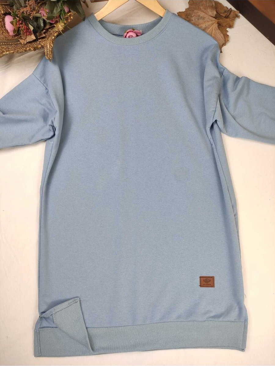 Almina İki İplik Pamuk Penye Tesettür Tunik Sweatshirt