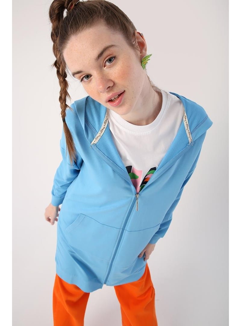 Allday Mavi Fermuarlı Sweat Hırka
