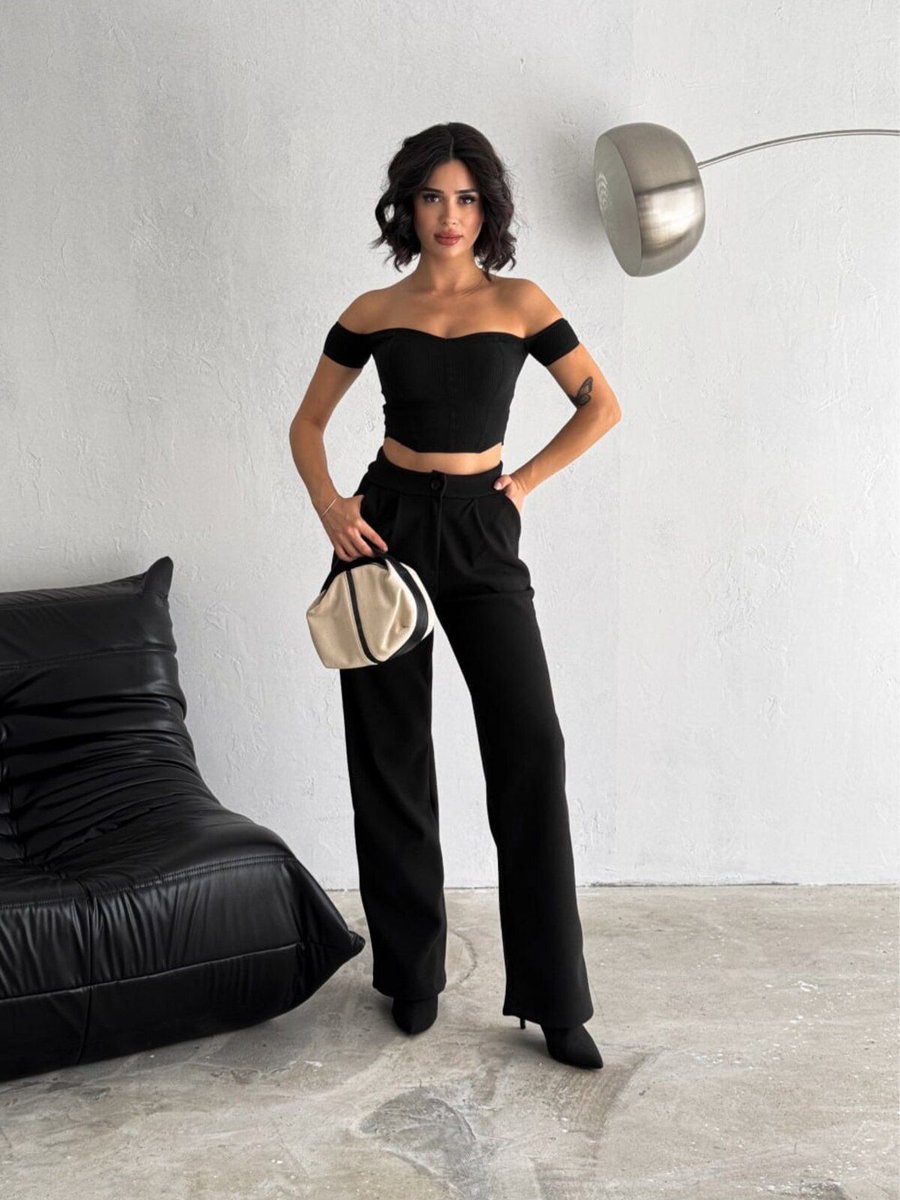 Winmoda Kadın Kaşe Pantolon Geniş Paça Baggy Yüksek Bel Maxi