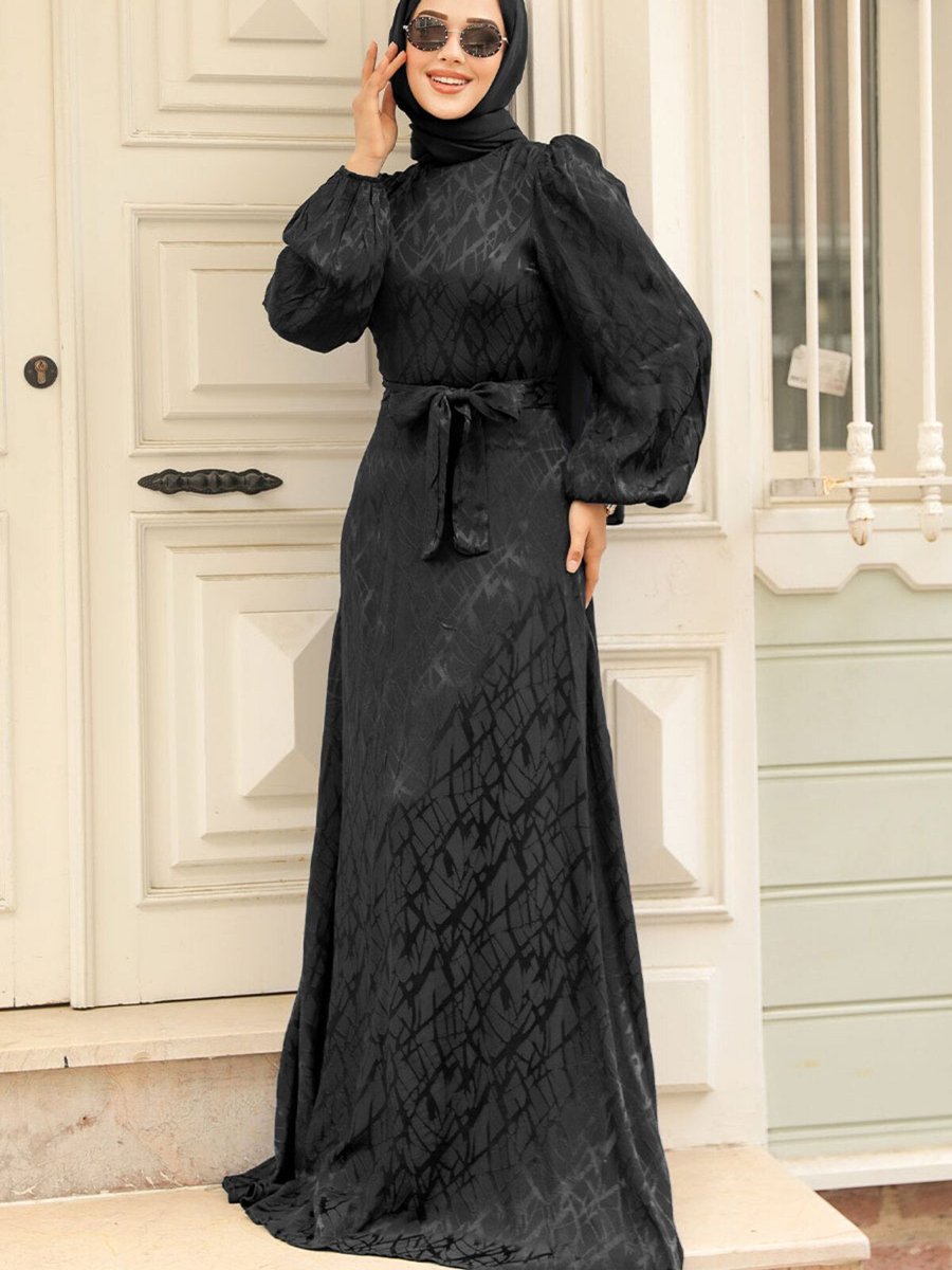 Neva Style Desenli Siyah Elbise