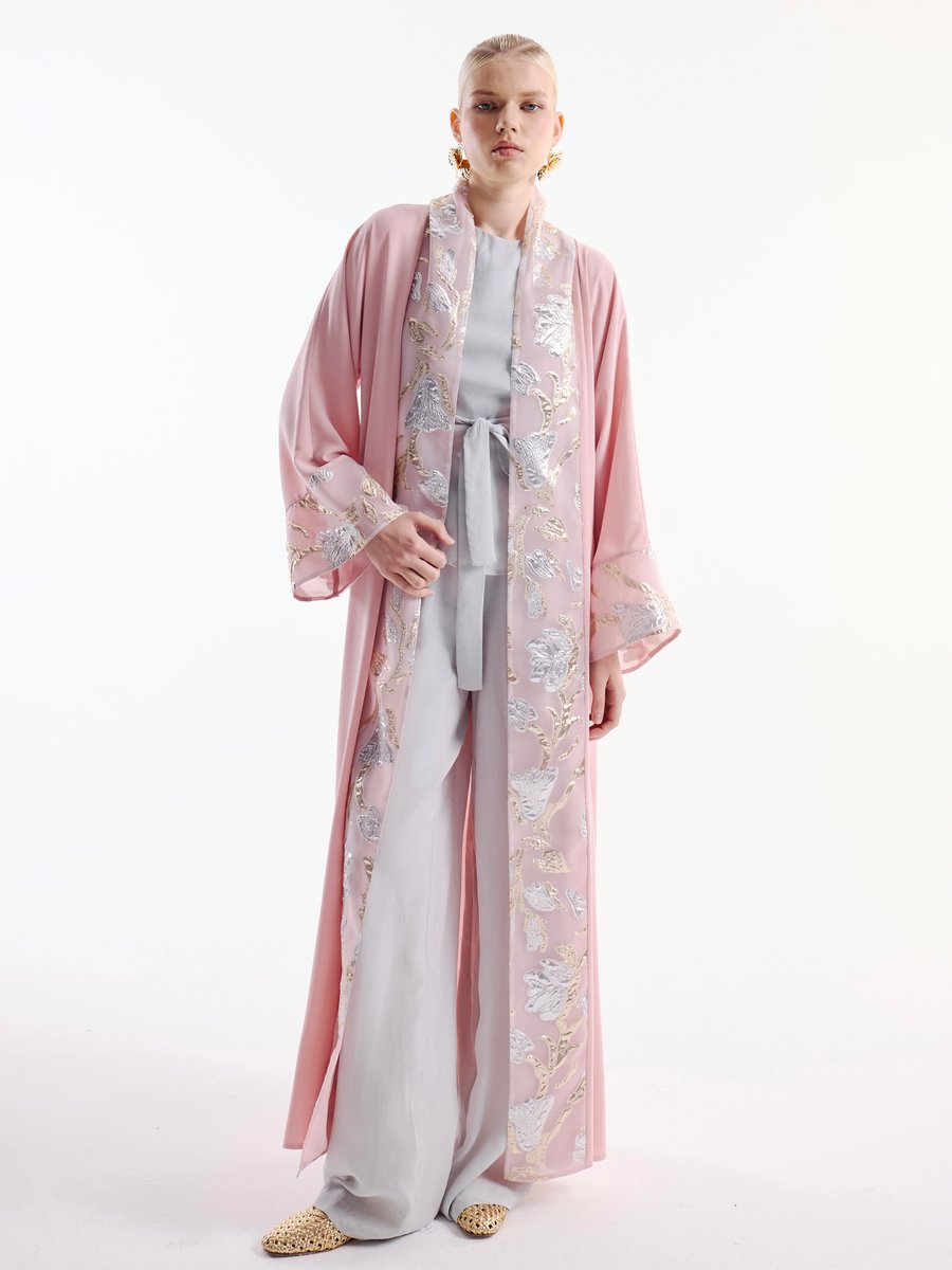Nuum Design Brokar Garnili Abaya Pudra & Şal
