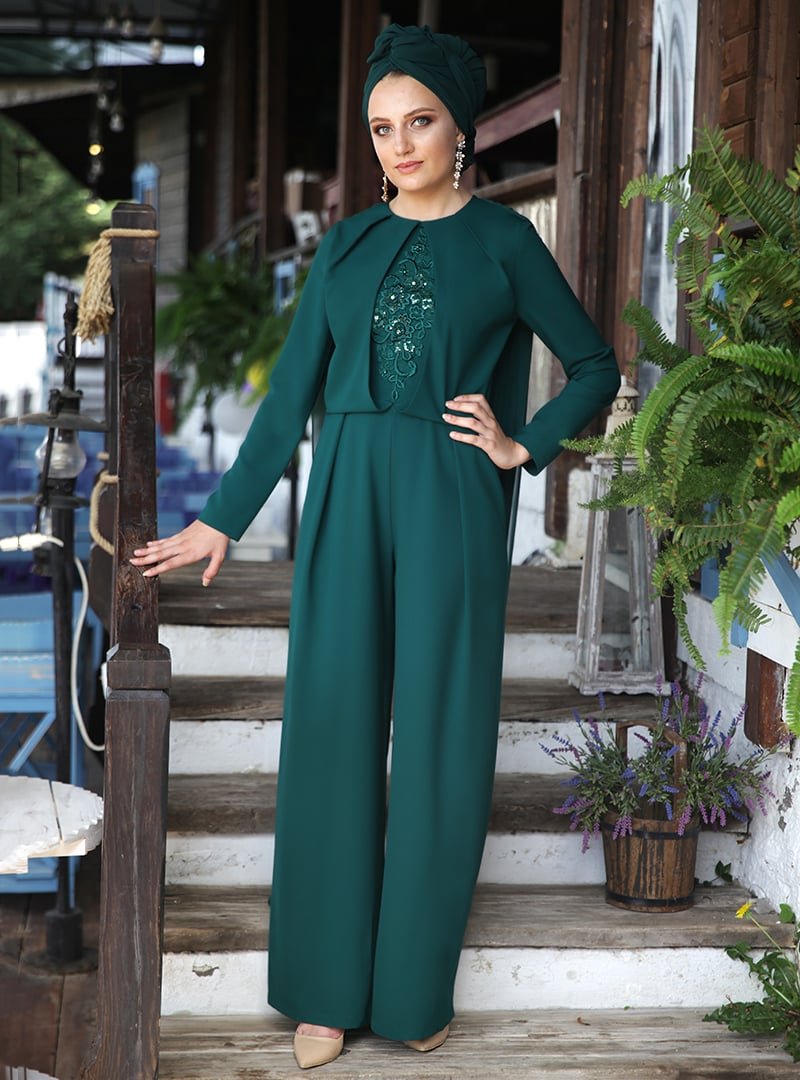 Modanisa Hazem Damla Abiye Tulum Zümrüt