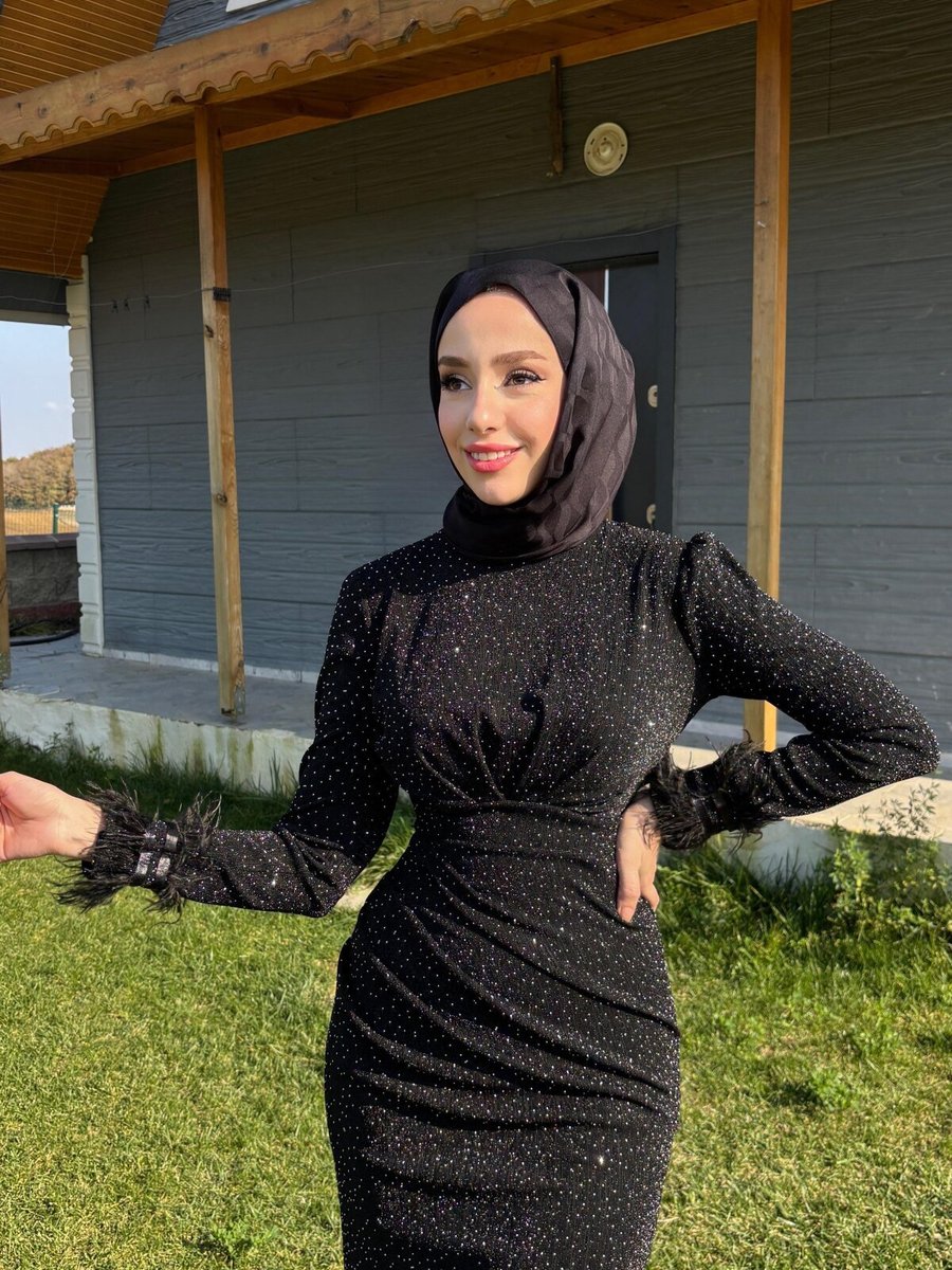 Ensa Tesettür Siyah Tuba Abiye Elbise