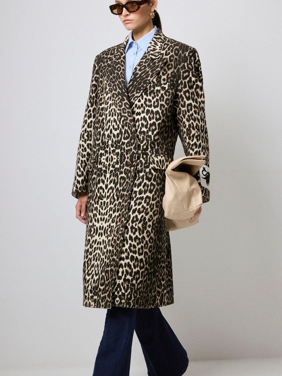 Touche Prive Leopar Desenli Uzun Ceket