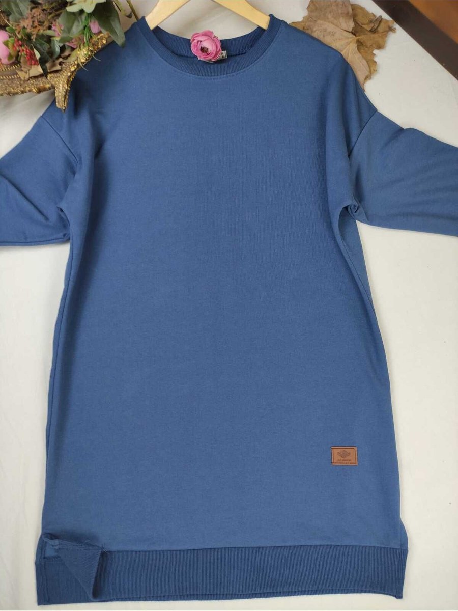 Almina İki İplik Pamuk Penye Tesettür Tunik Sweatshirt