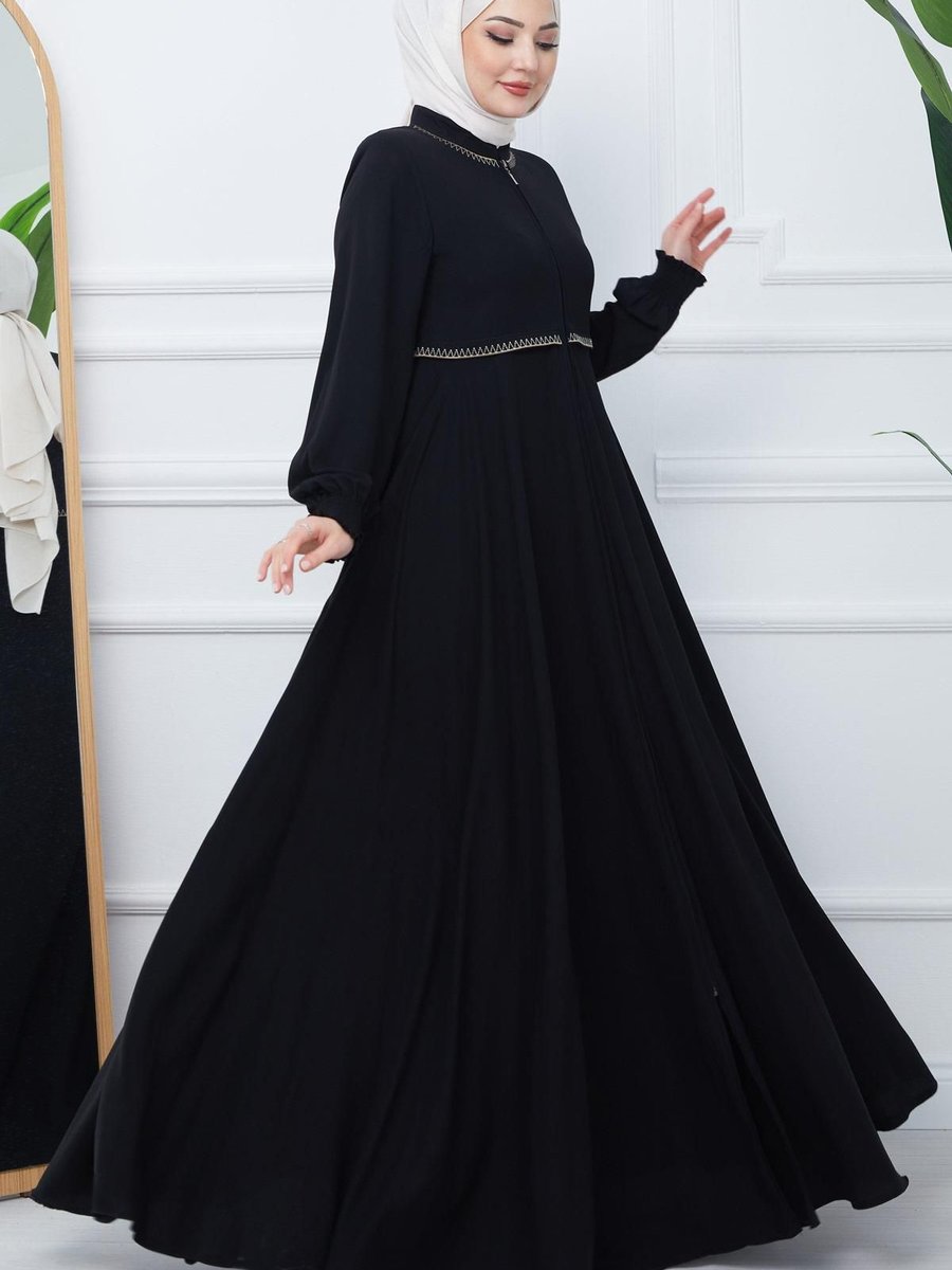 Senstıl Nakışlı Mevlana Ferace Siyah