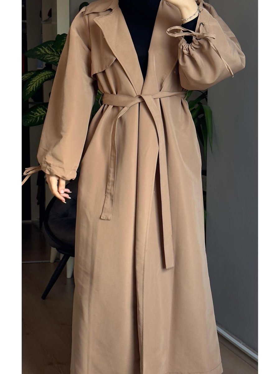 Qenz Kol Detaylı Trençkot Camel