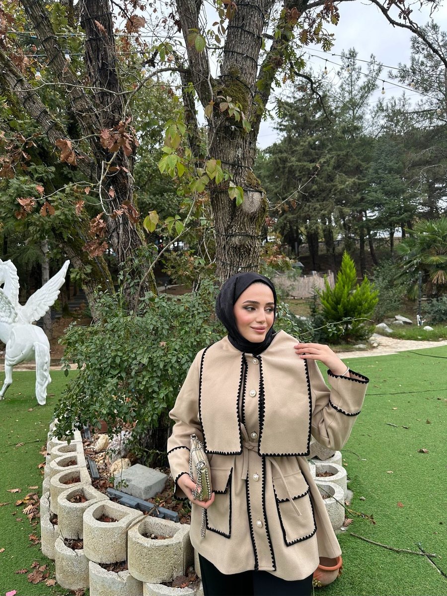 Yequn İnci Düğmeli Camel Kaşe Ceket