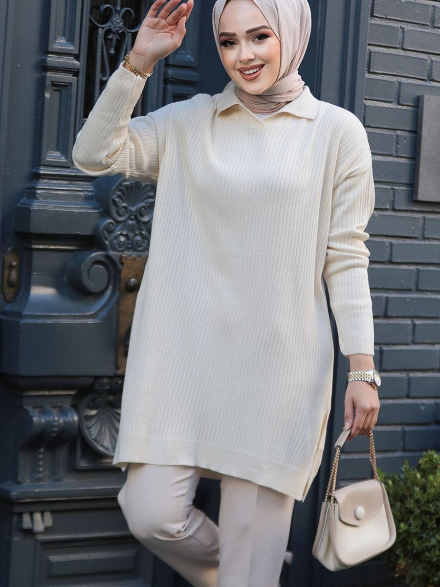 Neva Style Fitilli Krem Triko Tunik