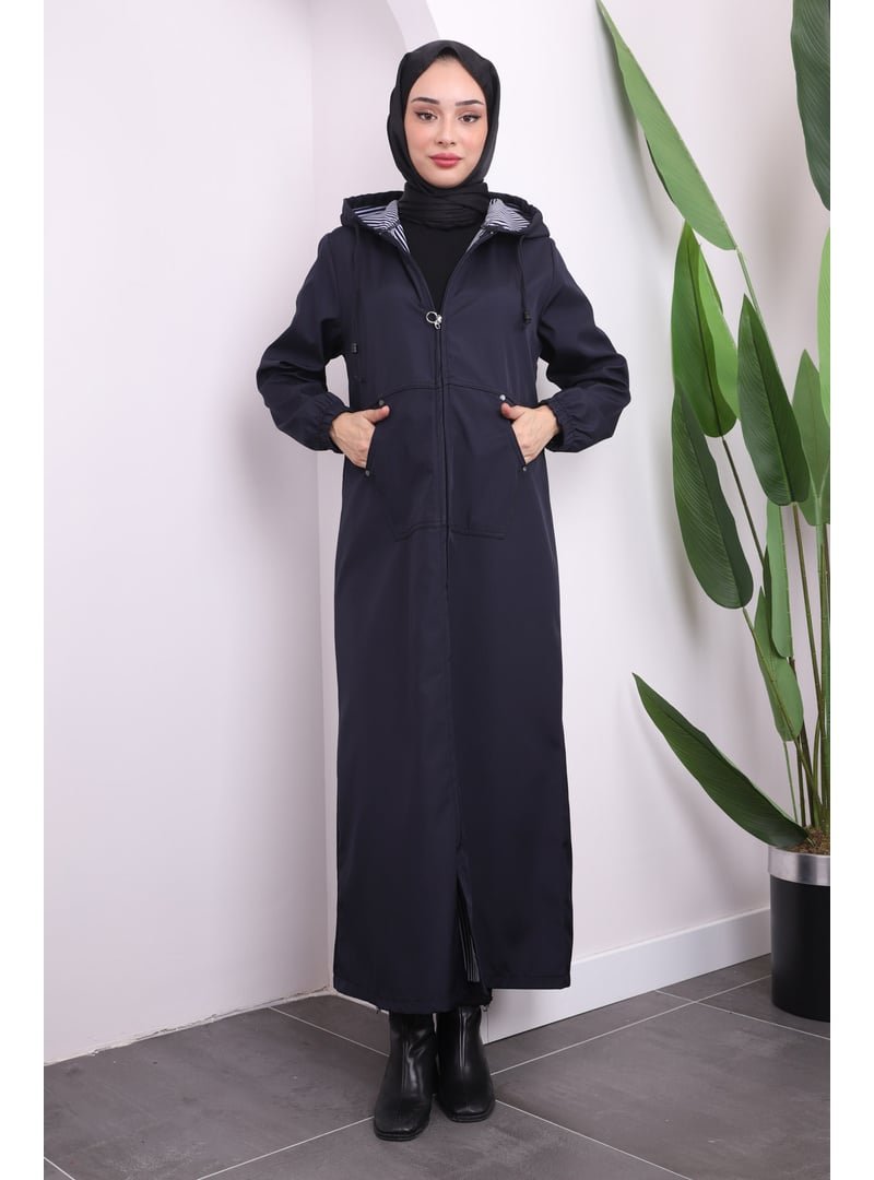 İmaj Butik Lacivert Kapüşonlu Fermuarlı Kap