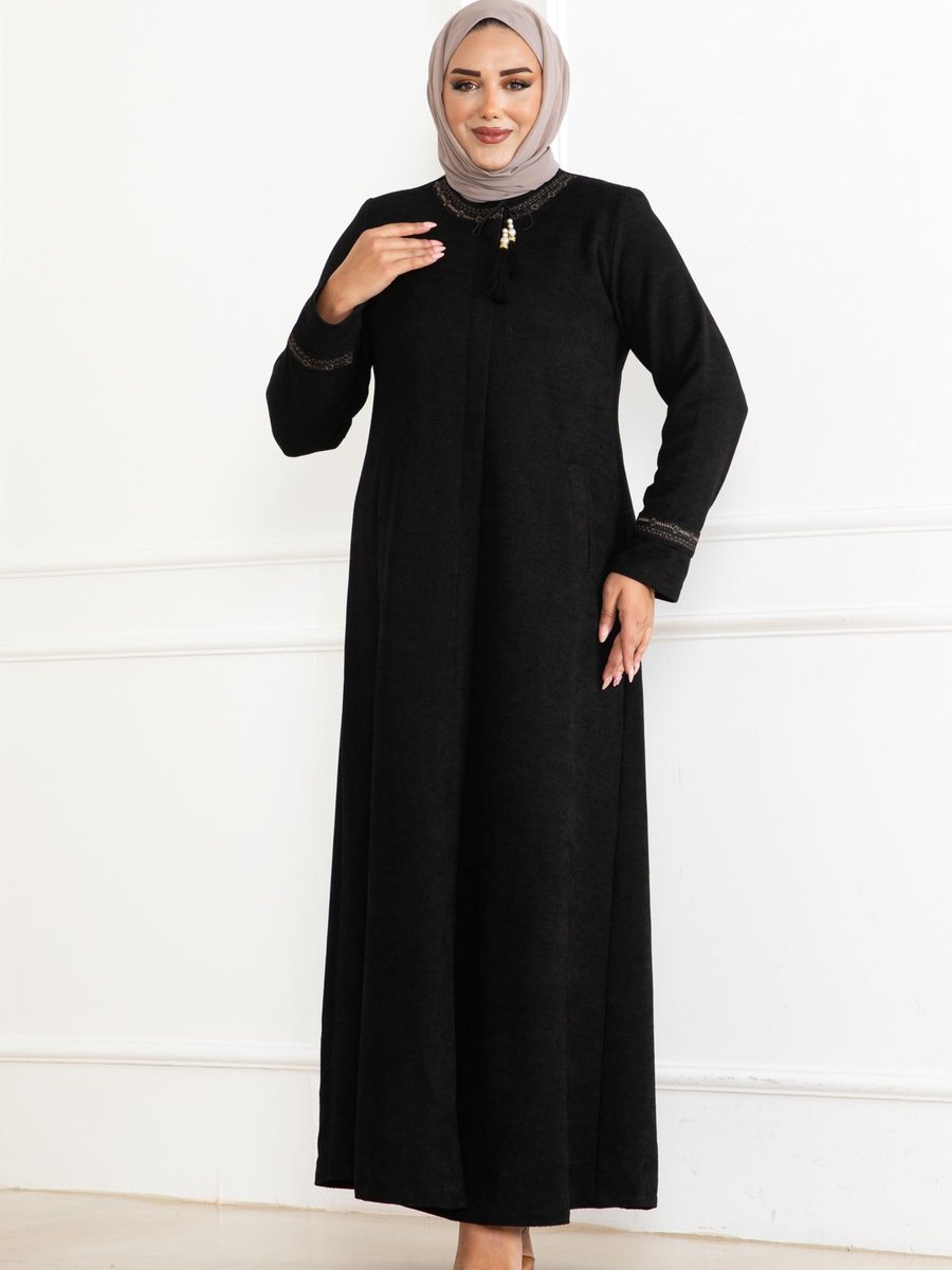 Butik Şönil Kumaş Püsküllü Fermuarlı Mevsimlik Ferace