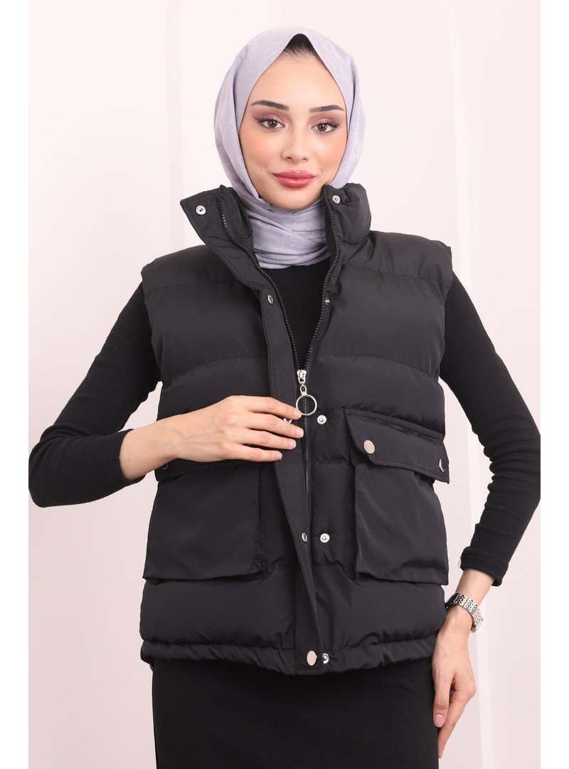 İmaj Butik Siyah Cepli Şişme Yelek