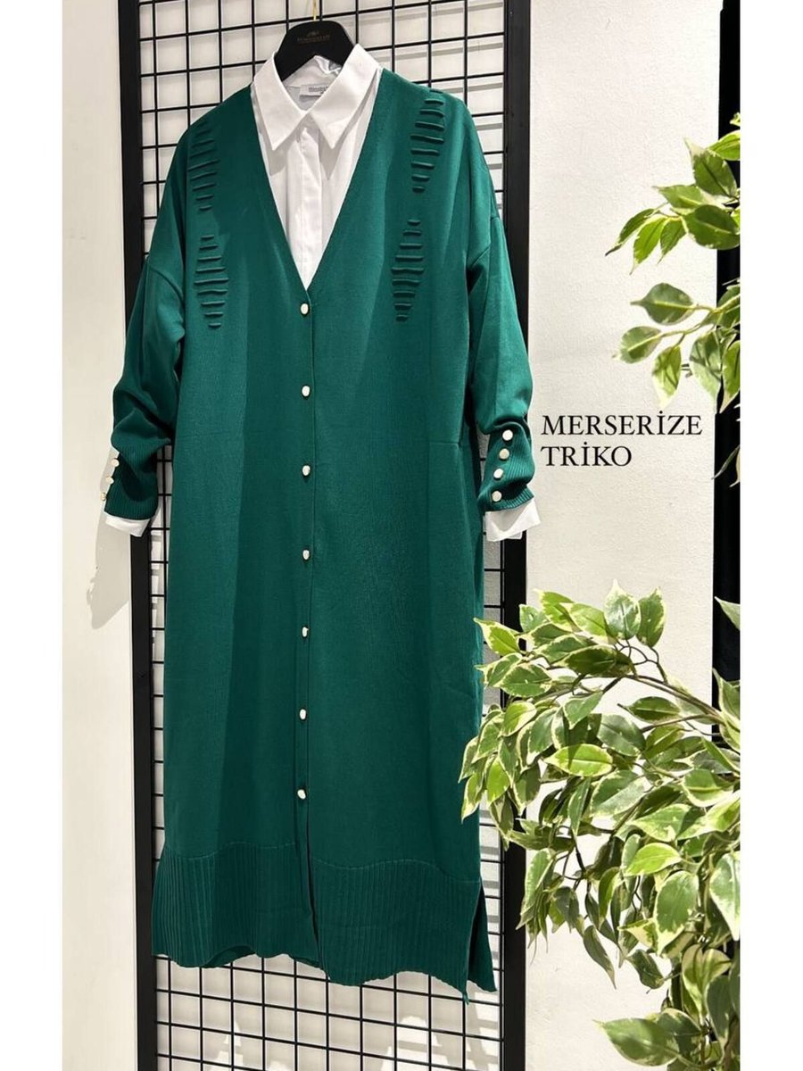Meryemce Butik Soğuk İp Merserize Hırka Standart Beden (38 Uyumlu)