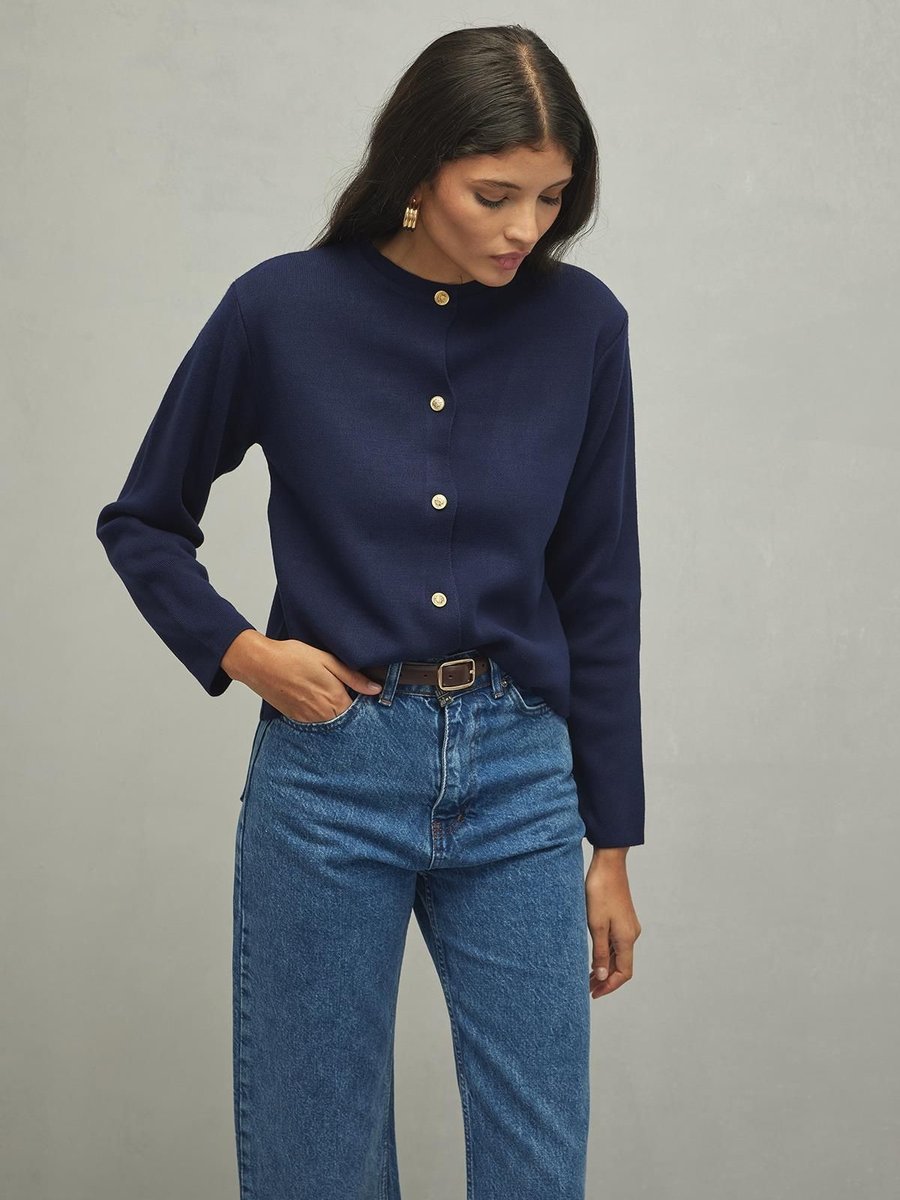 Fahhar Crop Hırka Lacivert